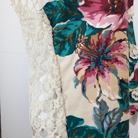 Vintage Handmade Floral Vest Crochet Back B-0037c7 - Picture 7 of 12